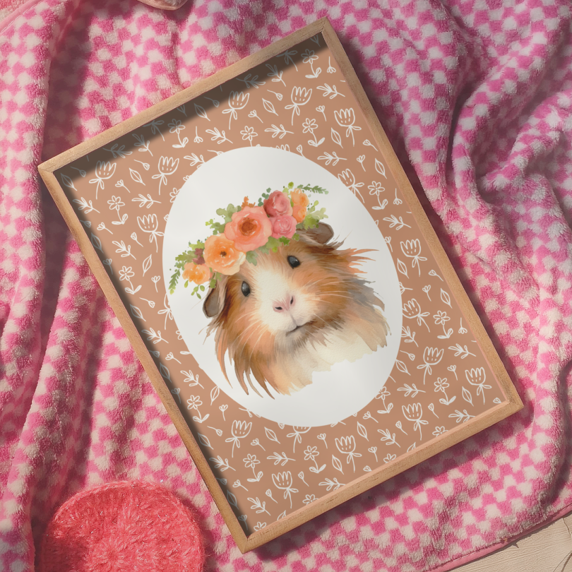 Cute Floral Hamster wall print