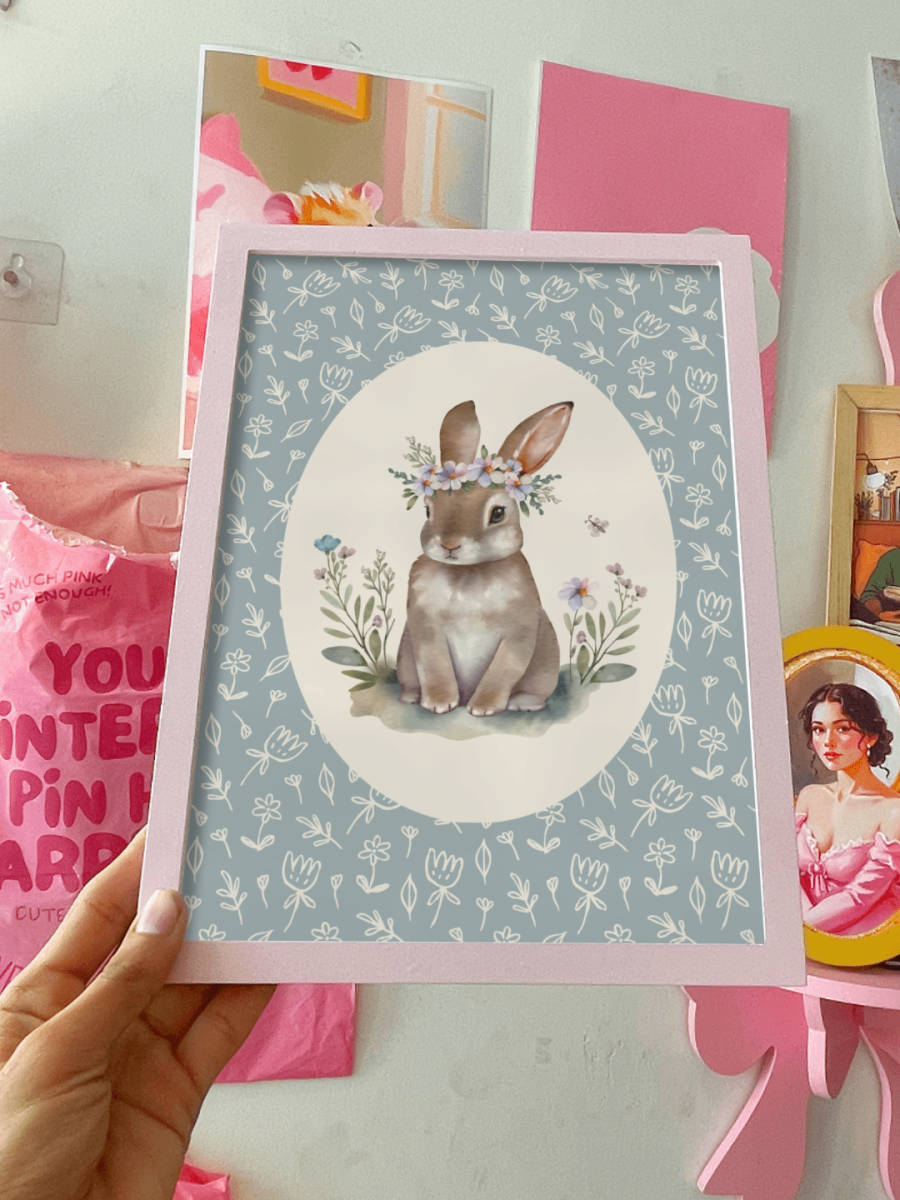 Soft Floral Bunny Print
