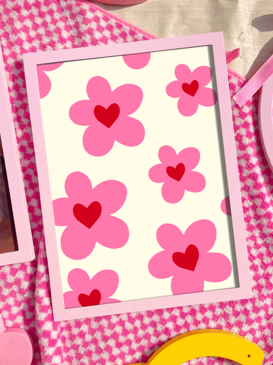Heart Flowers Wall Frame