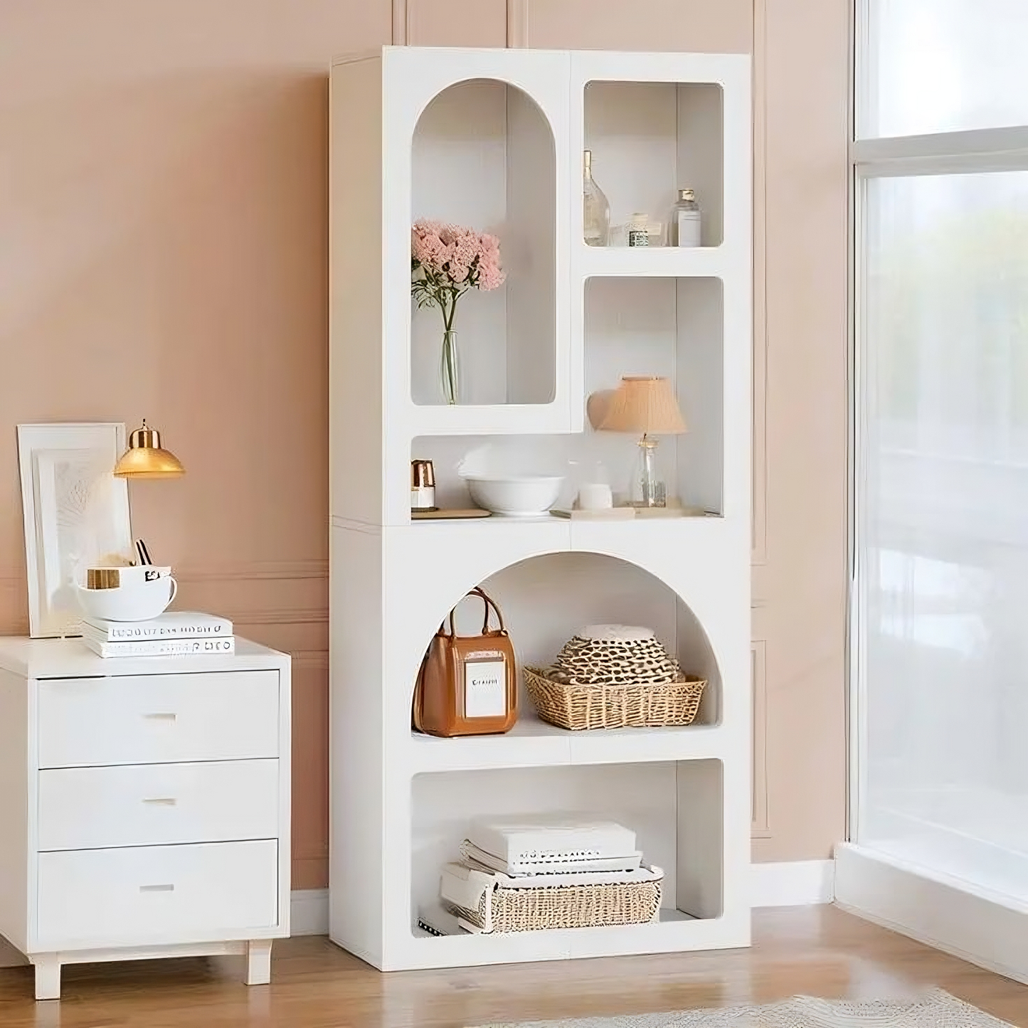 white geometric Cabinet