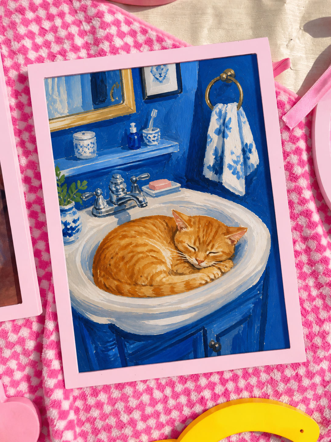 Sleepy Cat Bathroom Print