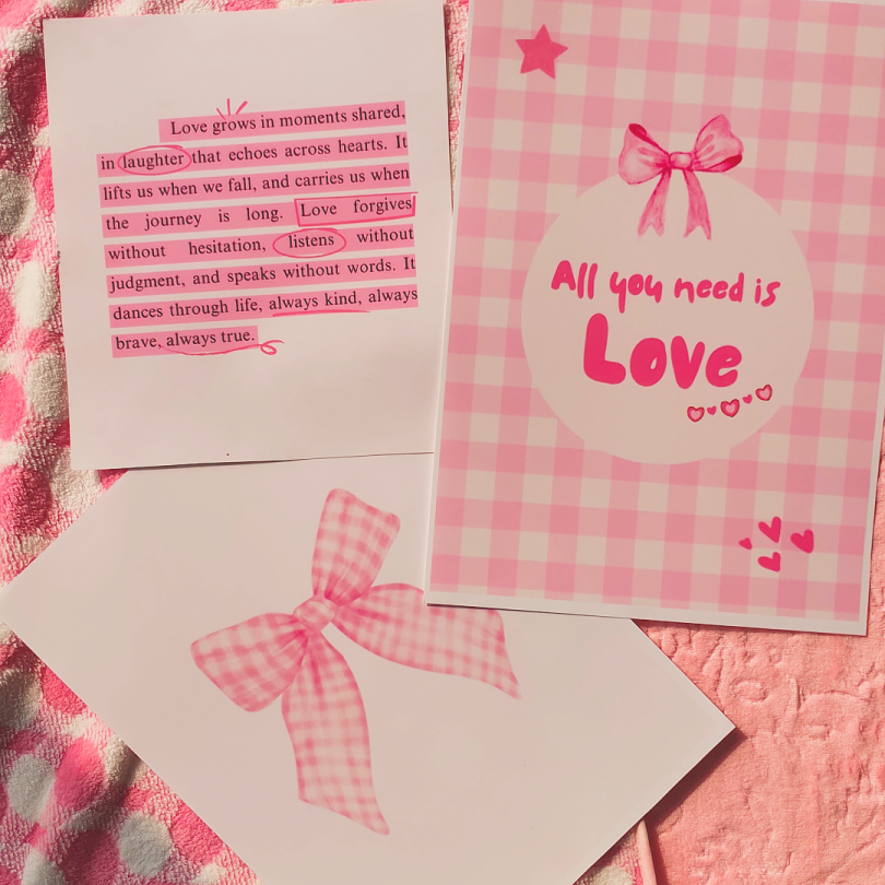 Pink Gingham Bow Poster