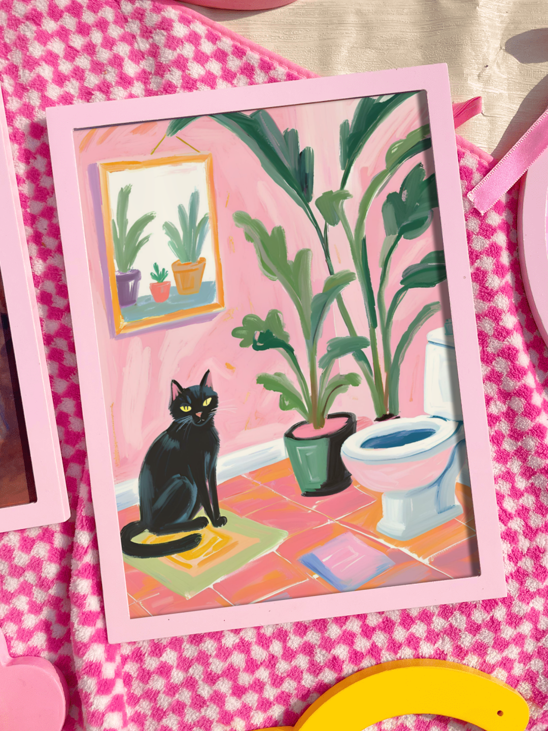 Black Cat Bathroom Print