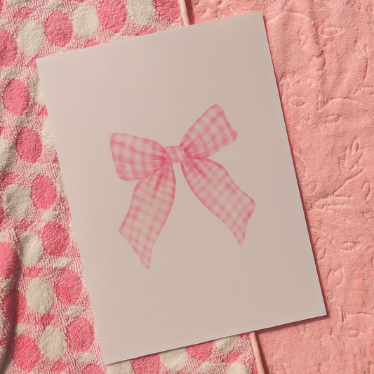 Pink Gingham Bow Poster