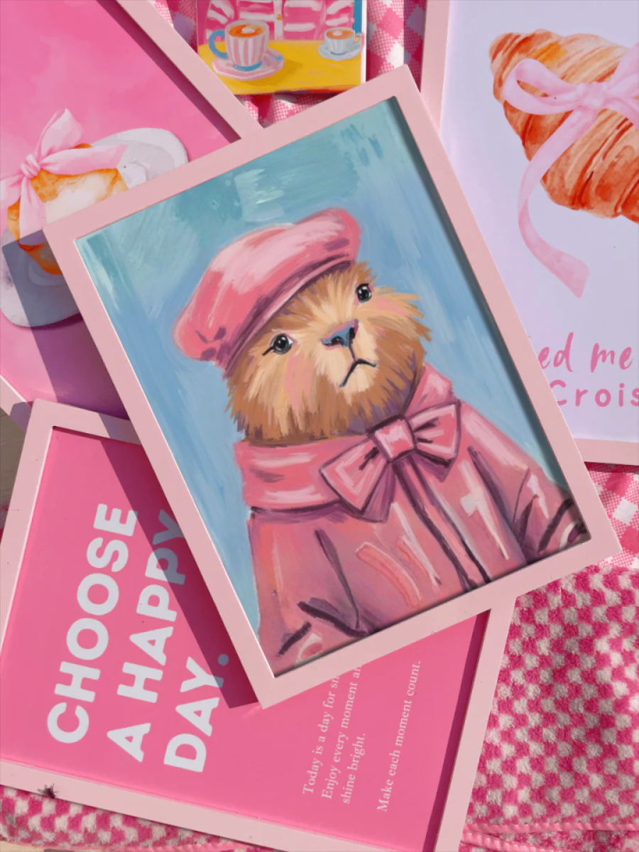 Capybara in Pink Coat Print