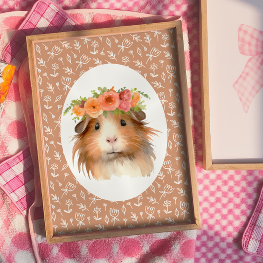 Cute Floral Hamster wall print