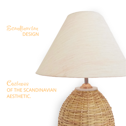 Scandinavian-Style Rattan Table Lamp - Medium