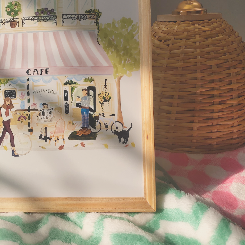 Paris Cafe Scene Art Frame