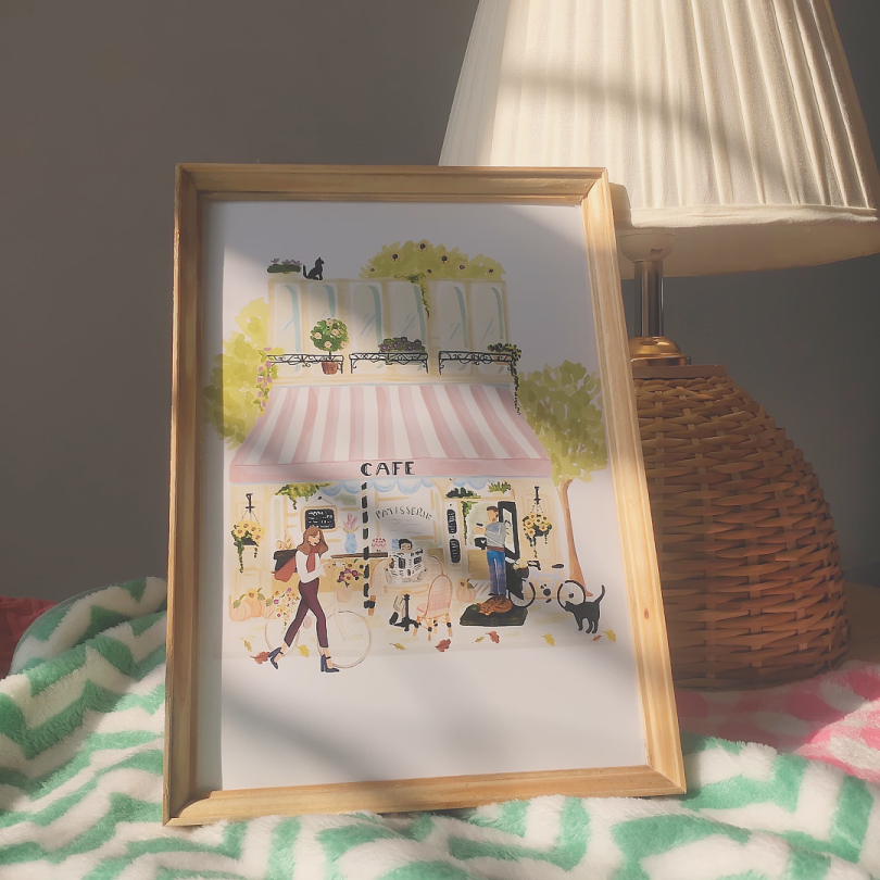 Paris Cafe Scene Art Frame