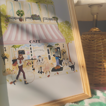 Paris Cafe Scene Art Frame