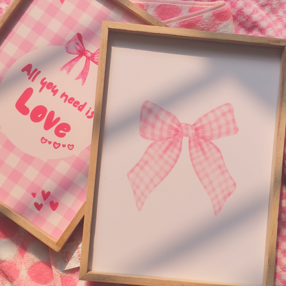 Pink Gingham Bow Wall frame