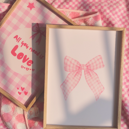 Pink Gingham Bow Wall frame