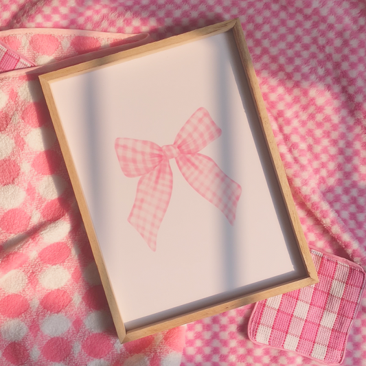 Pink Gingham Bow Wall frame