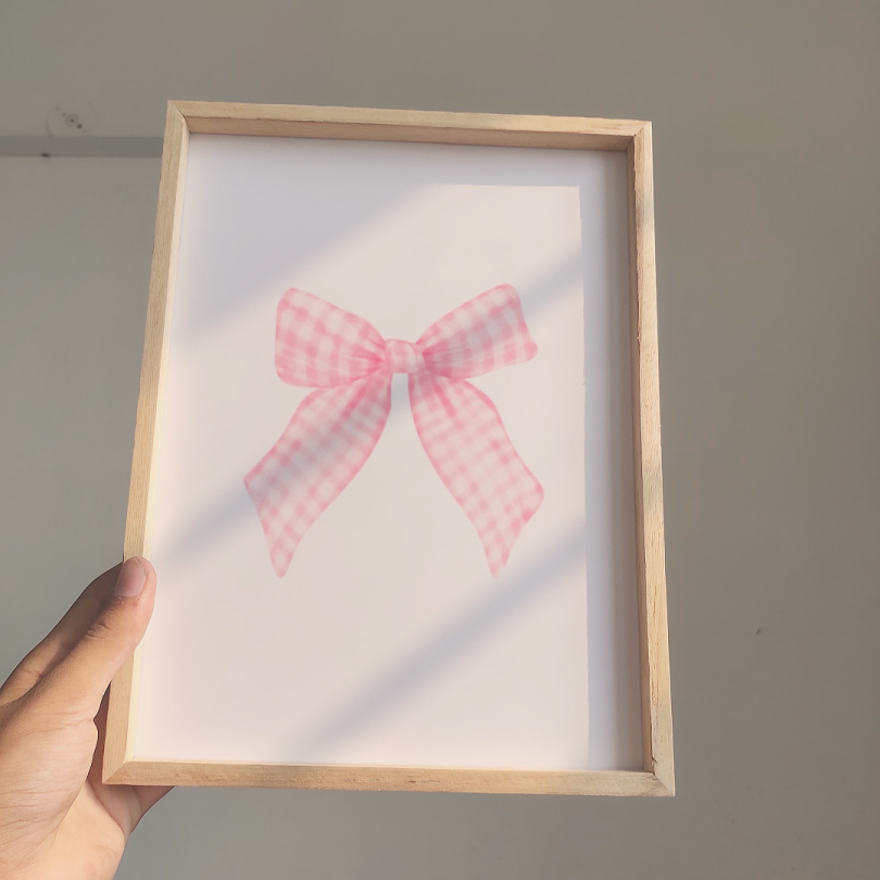 Pink Gingham Bow Wall frame