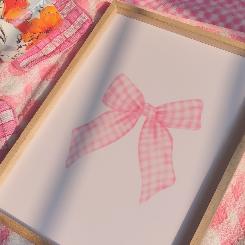 Pink Gingham Bow Wall frame