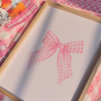 Pink Gingham Bow Wall frame