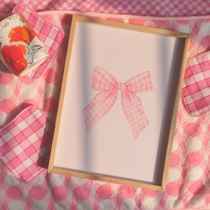 Pink Gingham Bow Wall frame