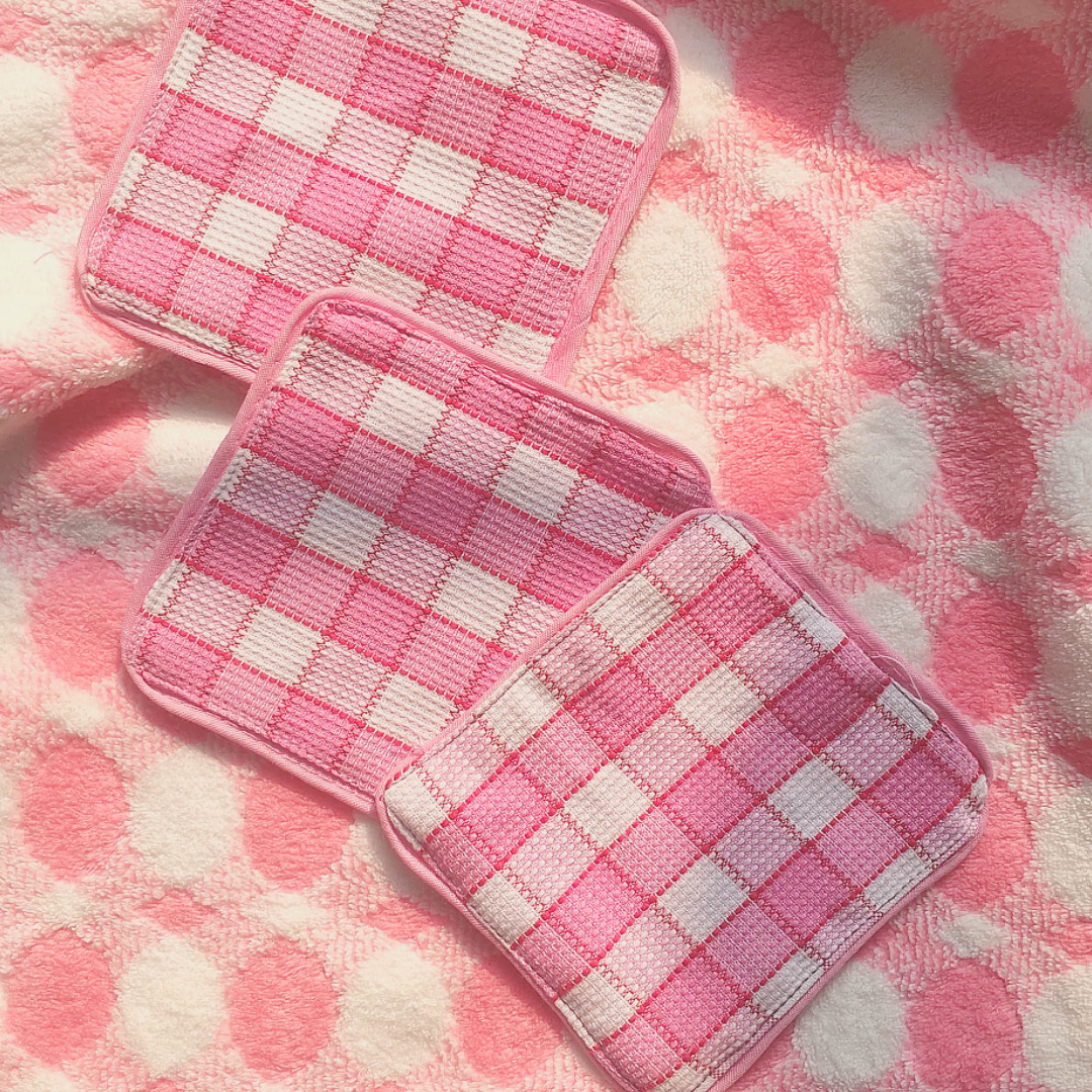 Pink Gingham Cutie Coaster - Set of 3