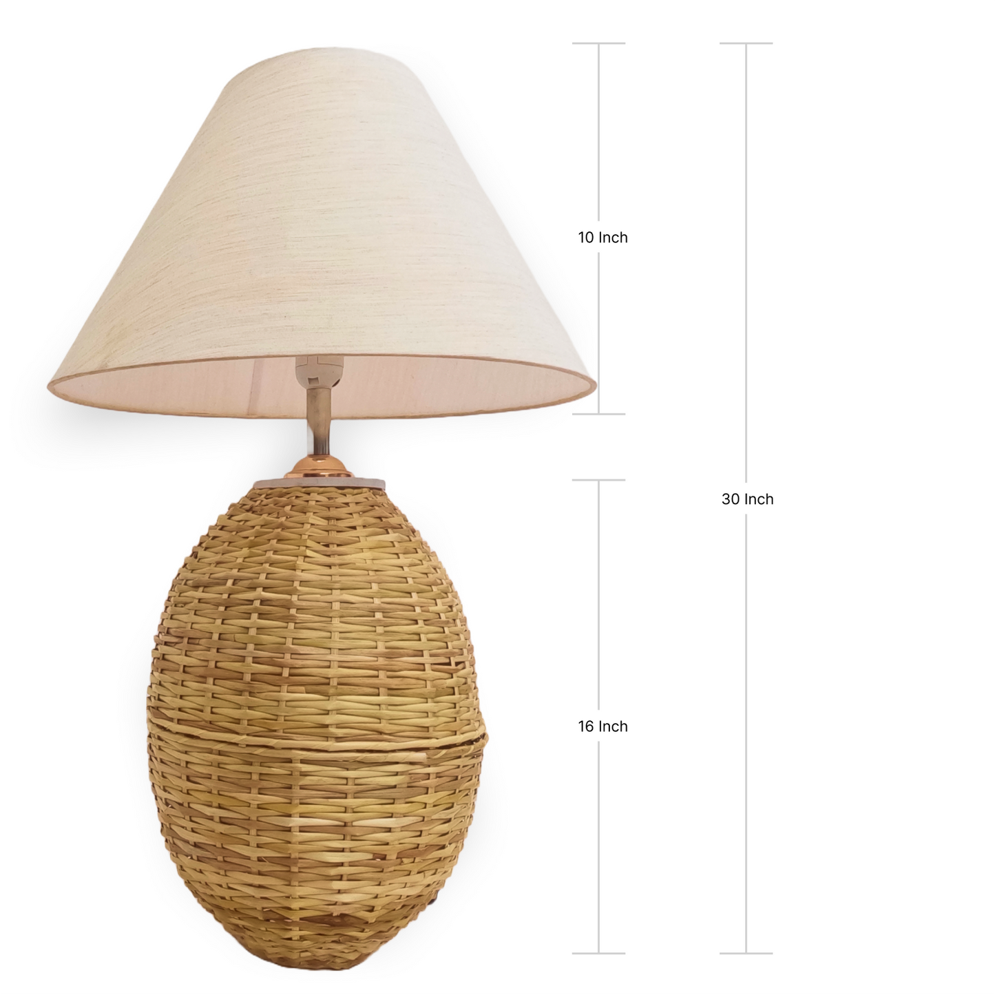 Scandinavian-Style Rattan Table Lamp - Large