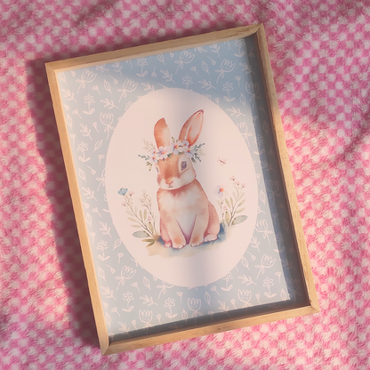 Soft Floral Bunny Wall Frame