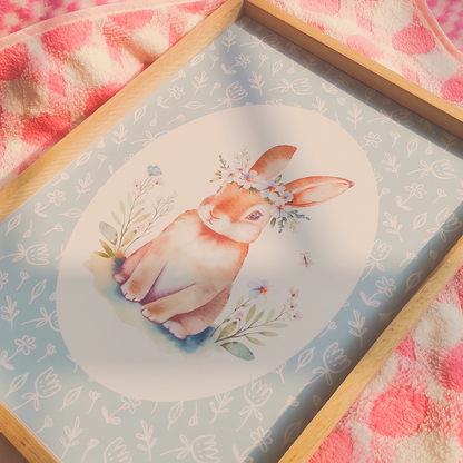 Soft Floral Bunny Wall Frame