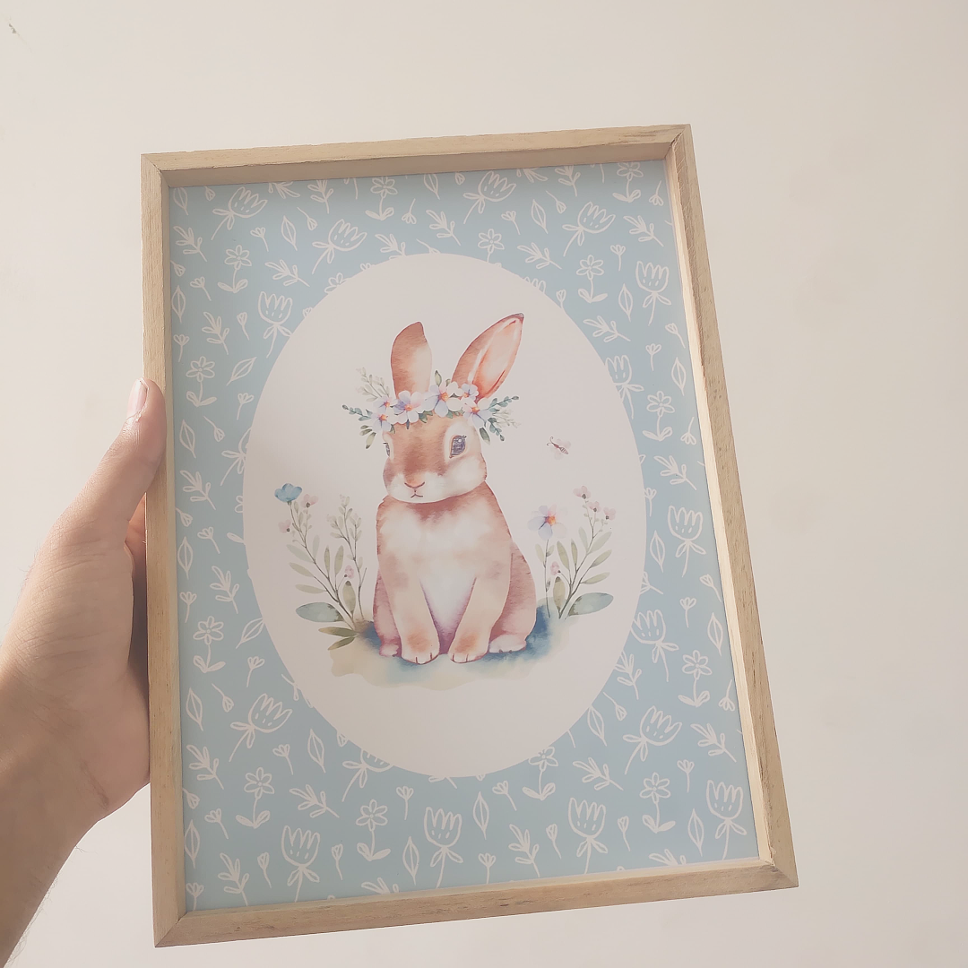 Soft Floral Bunny Wall Frame