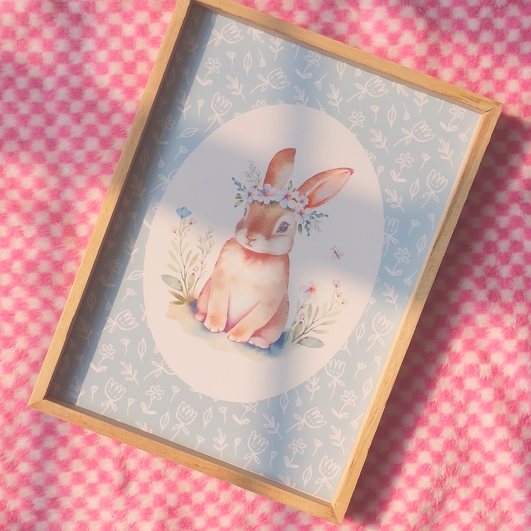 Soft Floral Bunny Wall Frame