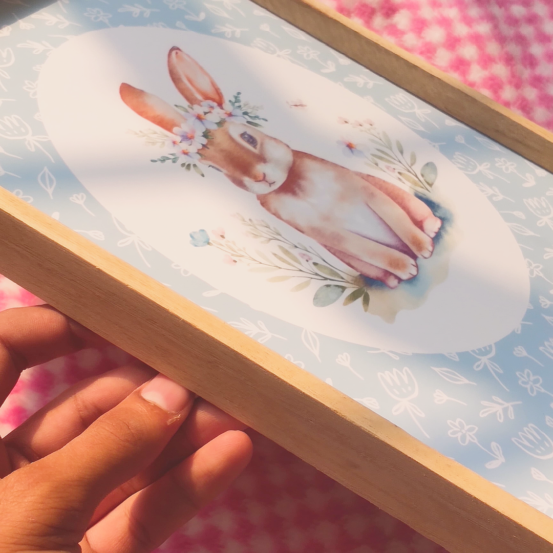 Soft Floral Bunny Wall Frame