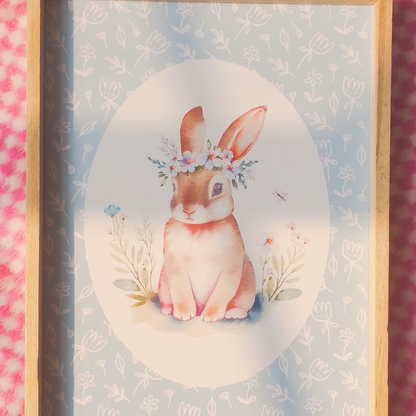 Soft Floral Bunny Wall Frame