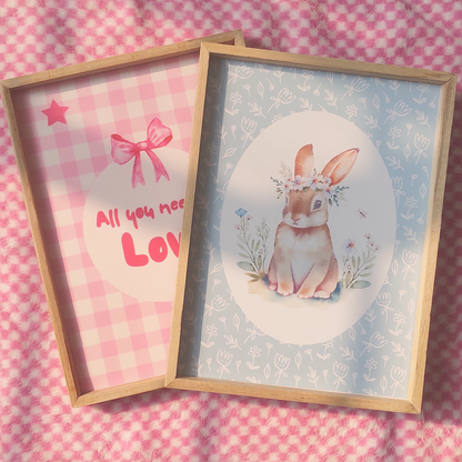 Soft Floral Bunny Wall Frame