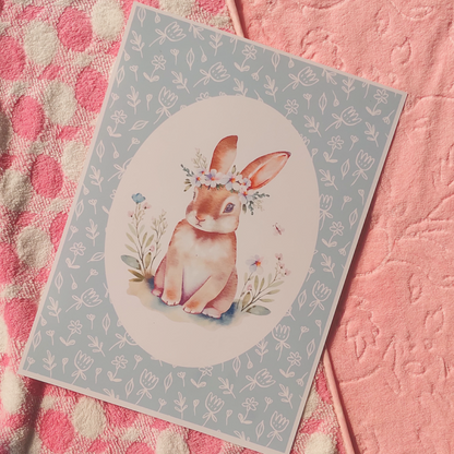 Soft Floral Bunny Poster