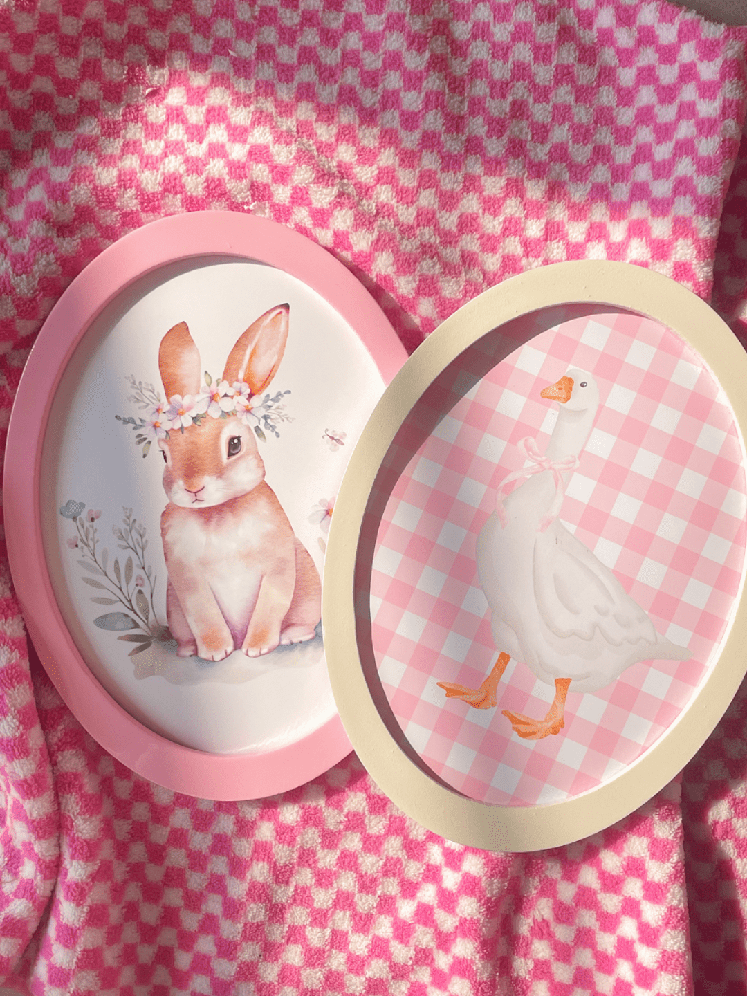 Gingham Goose Oval Wall frame