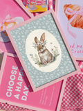 Soft Floral Bunny Print - colorful pinteresty wall art