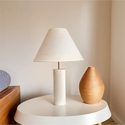 White Modern Japandi Table Lamp