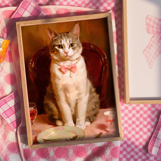 Vintage Coquette Cat Print