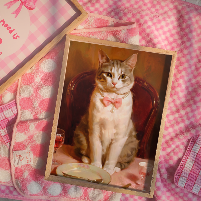 Vintage Coquette Cat Print