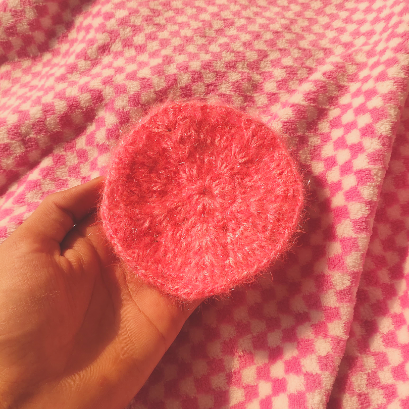 Sparkly Pink Crochet Coaster