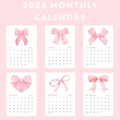 Pink Bow Monthly Calendar - 12 Posters