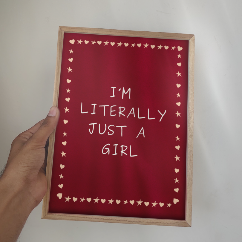 I'm literally just a Girl (Red) wall print
