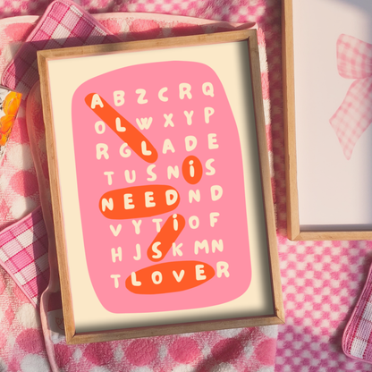 All I need is love - Sudoku Puzzle Print